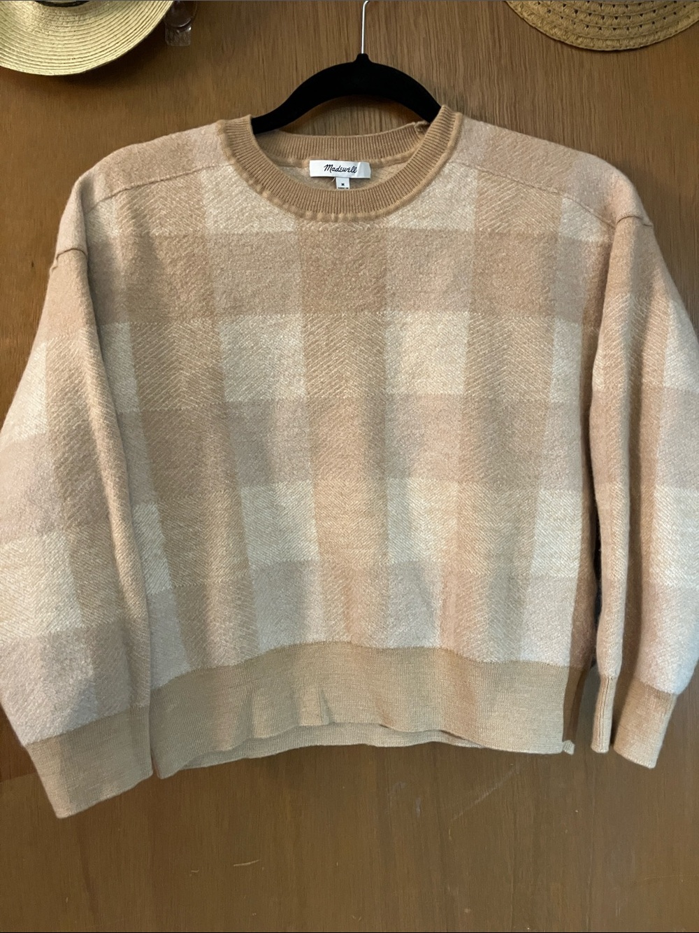 Madewell Beige & Cream Crewneck Sweater